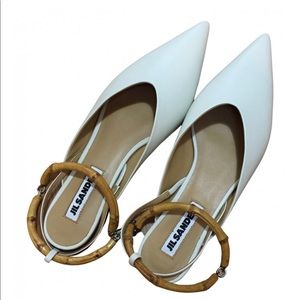 Jil Sander Cream Bamboo Flats